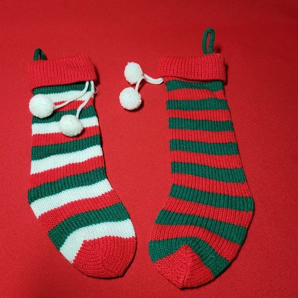 Christmas Stockings Ornament Knit Crochet Handmade Set of 4 - Picture 4 of 12